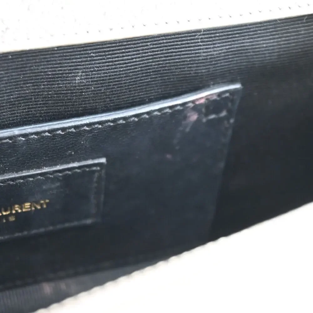 Saint Laurent Champagne Metallic Leather Clutch